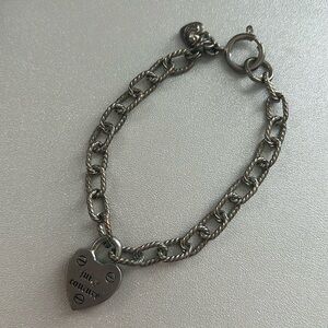 Juicy Couture Silver Heart Charm Link Bracelet